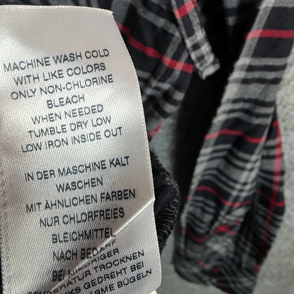 True Religion Shirt Mens SZ M Plaid Hooded Button Up Y2K Grunge SkaterLogo